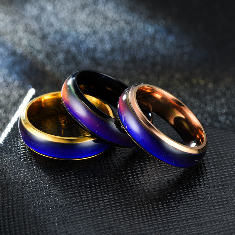 Color Changing Rings Stainless Steel Ring Mood Emotion Feeling Temperature Rings For Women and Men Couples Rings