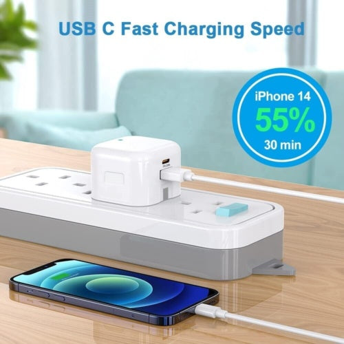 For 14 13 12 11 Pro XR XS Fast Charging 20W USB-C PD Plug Charger Cable