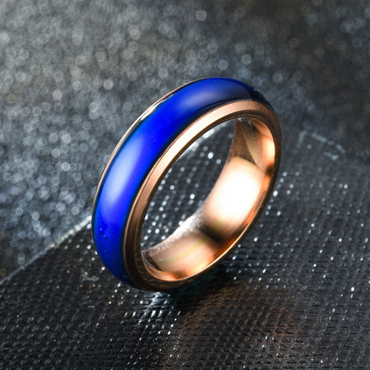 Color Changing Rings Stainless Steel Ring Mood Emotion Feeling Temperature Rings For Women and Men Couples Rings
