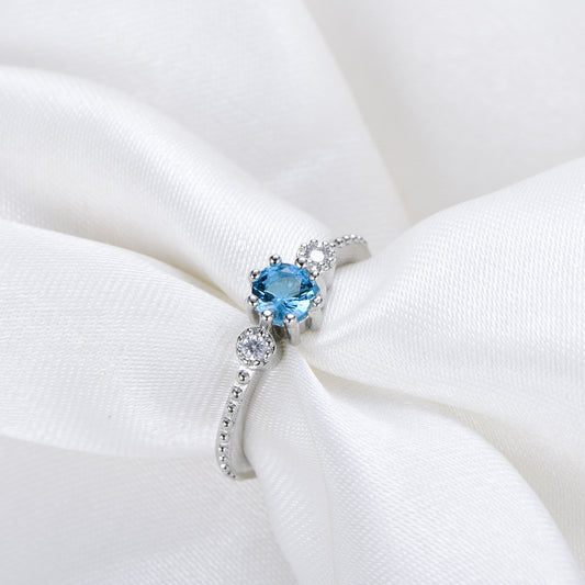 Ocean Blue Rhinestone Rings Women Size 105 Gold Silver Finger Rings for Wedding Engagement Simple Bohemian Rings