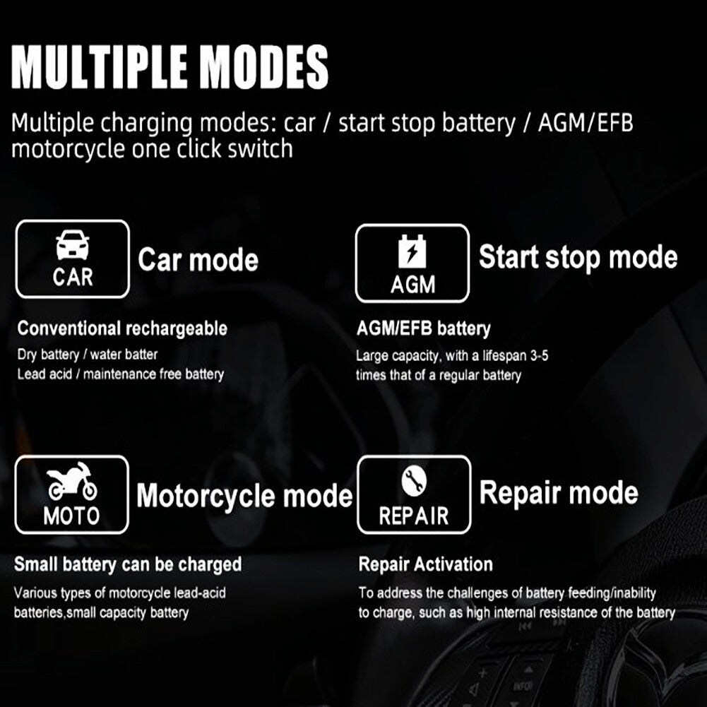 12V Intelligent Motorcycle Motorbike Car Battery Charger Automatic Smart Trickle