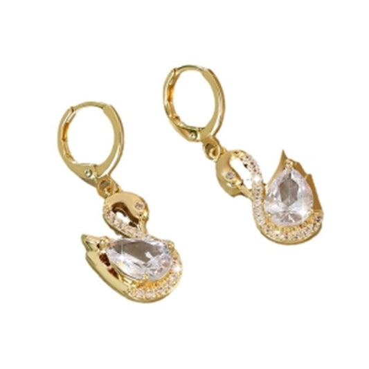 Sweet Rhinestone Swan Earrings Ins Fashion Earrings For Women Jewellery