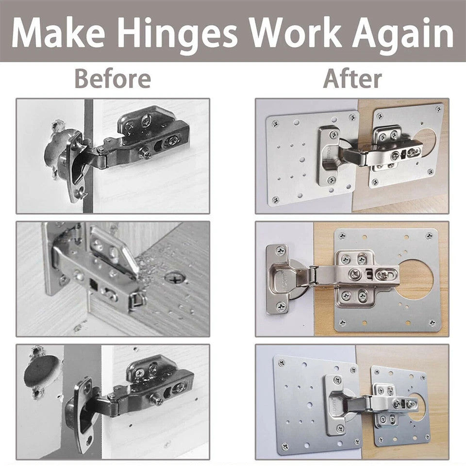 2 Kitchen Cupboard Door Hinge Repair Kit Plate And Fixing Screws Cabinet UK
