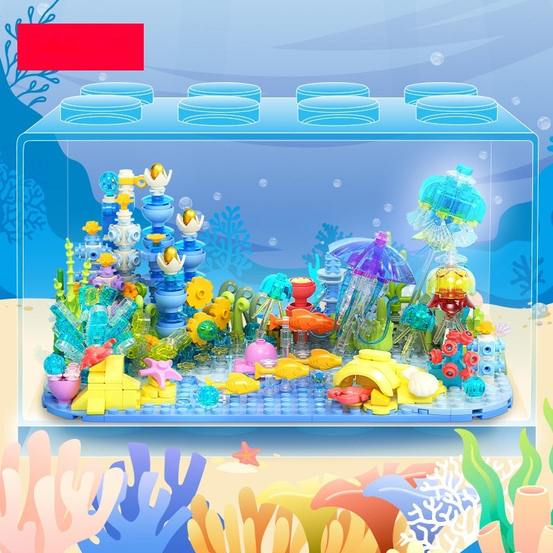 Building Blocks Submarine Creative Ornaments Assembled Toy Girl