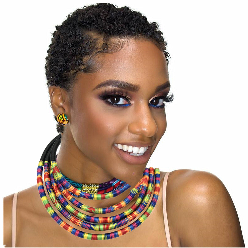 African Multilayer Choker Necklaces Earrings Jewellery Sets
