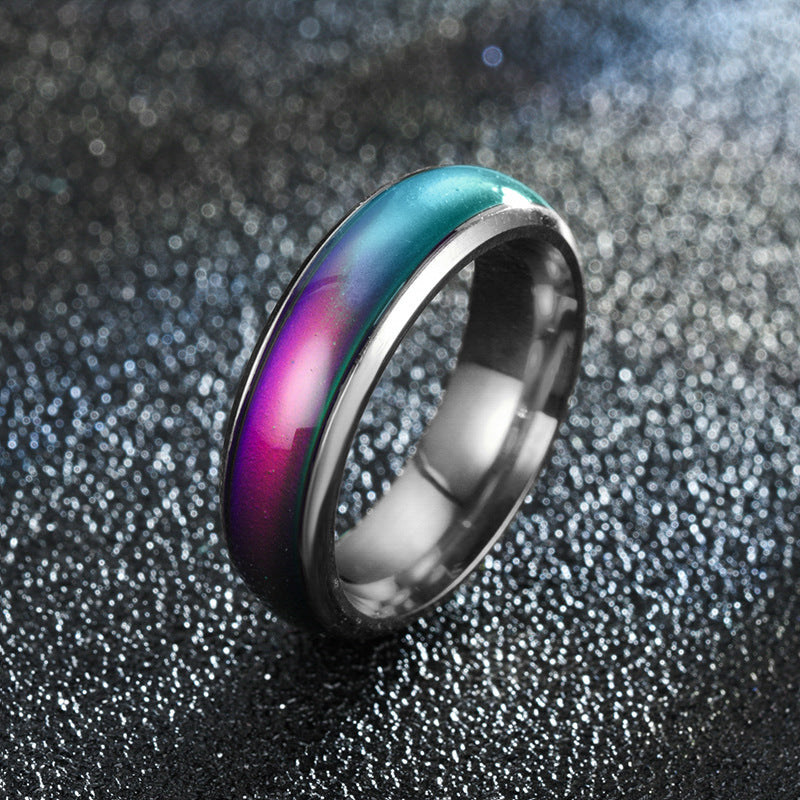 Color Changing Rings Stainless Steel Ring Mood Emotion Feeling Temperature Rings For Women and Men Couples Rings