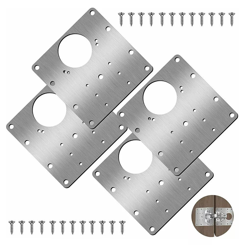 2 Kitchen Cupboard Door Hinge Repair Kit Plate And Fixing Screws Cabinet UK