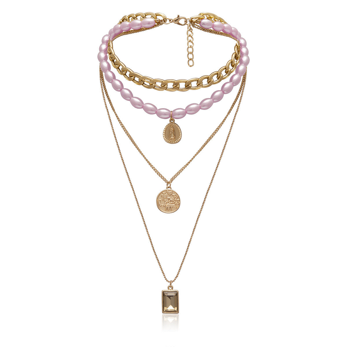 Retro Portrait Jewellery Necklace Women Sweater Chain