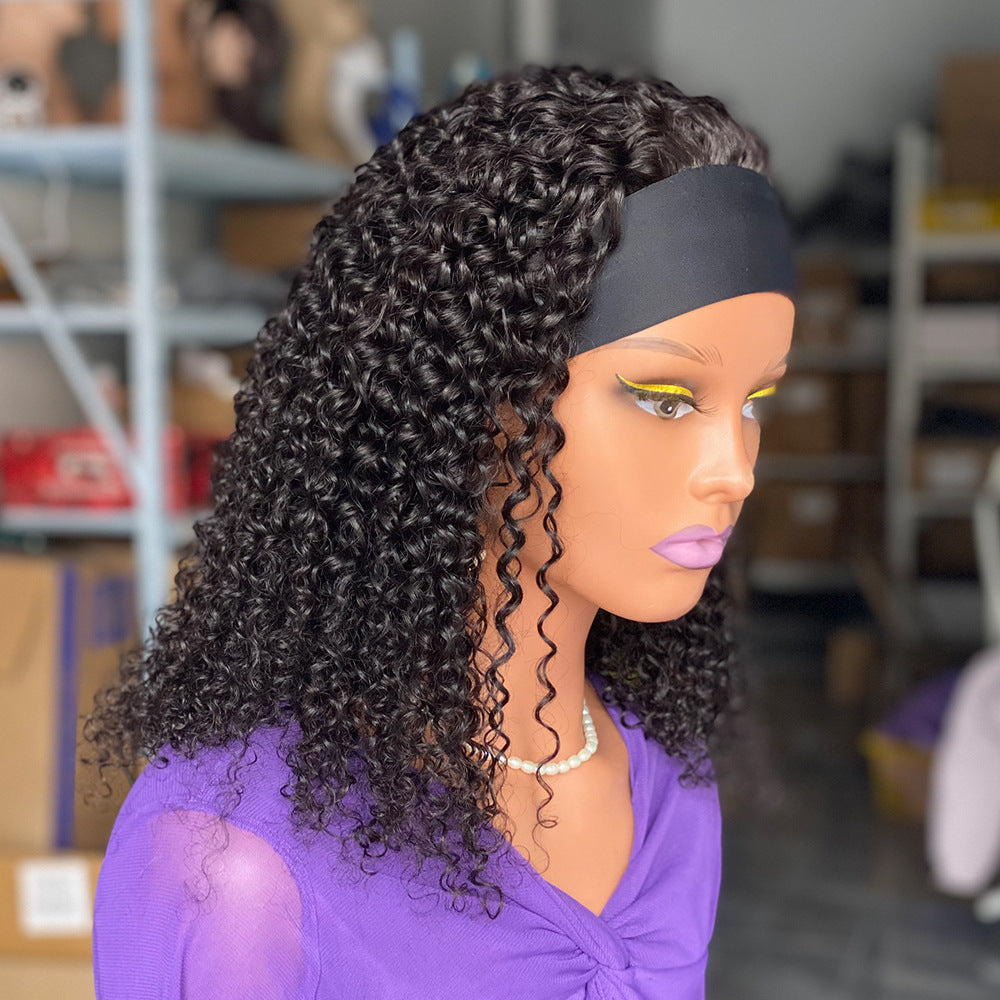 200 Curly Headband wig Human Hair Wigs