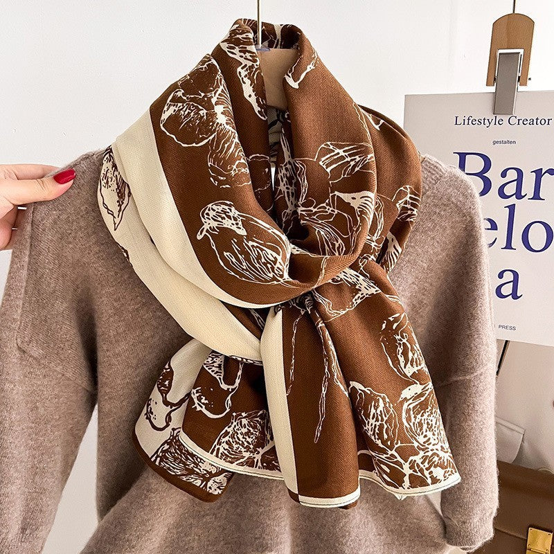 Colour Matching Fashion Scarf Scarf Thin Warm Scarf Talma