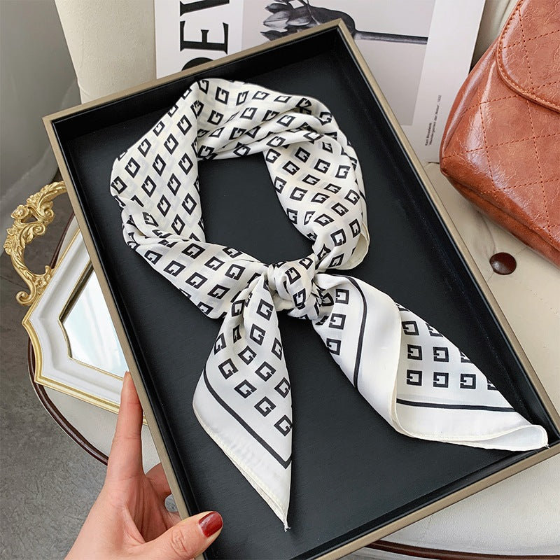 Yellow Small Square Silk Scarf For Women