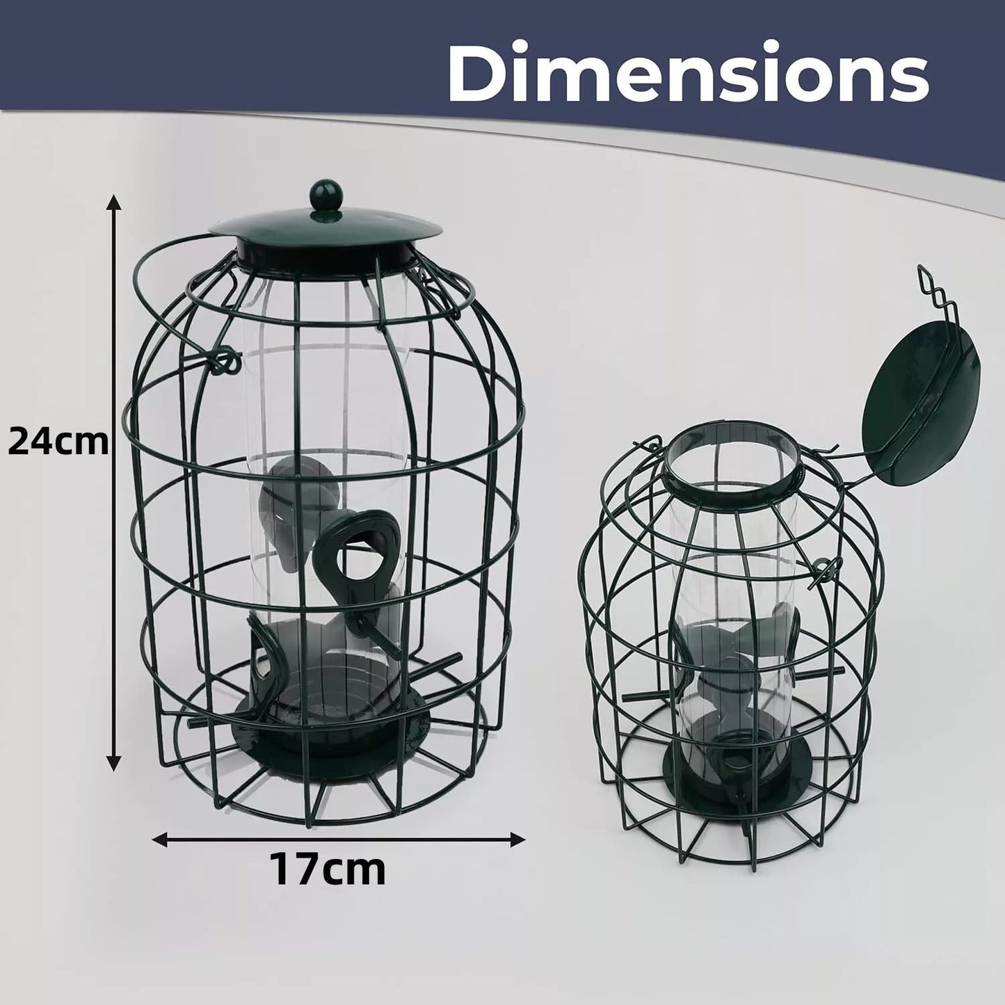 Bird Feeder Squirrel Resistant Bird Hanging Metal Feeding Station Green