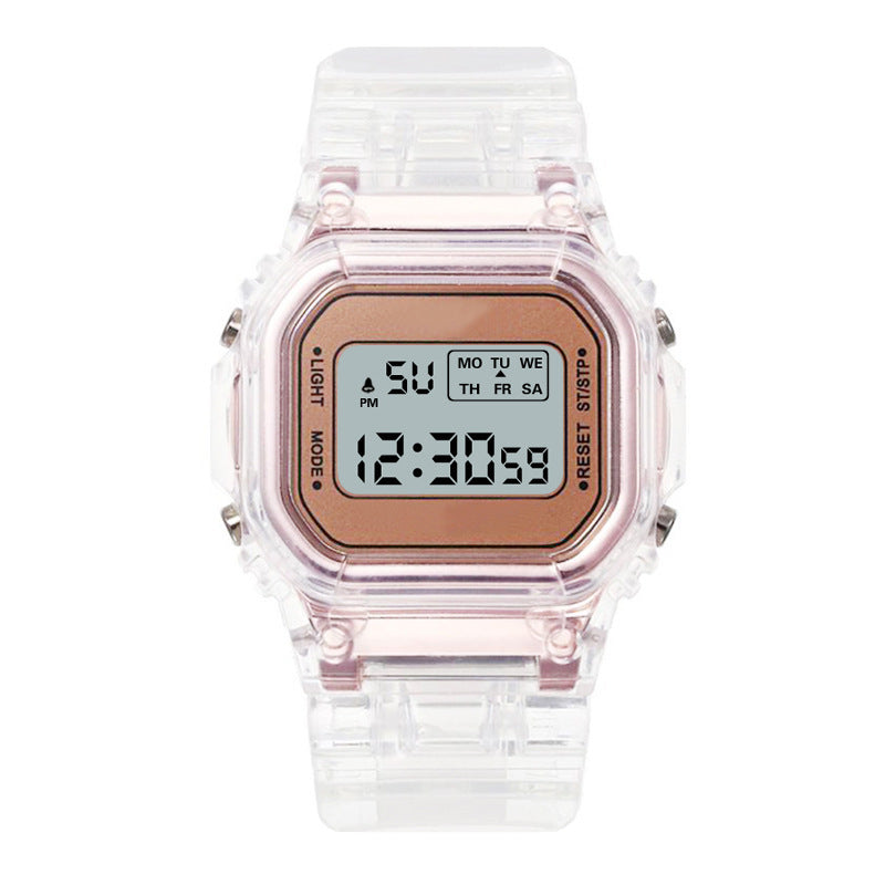 Transparent small square table watch
