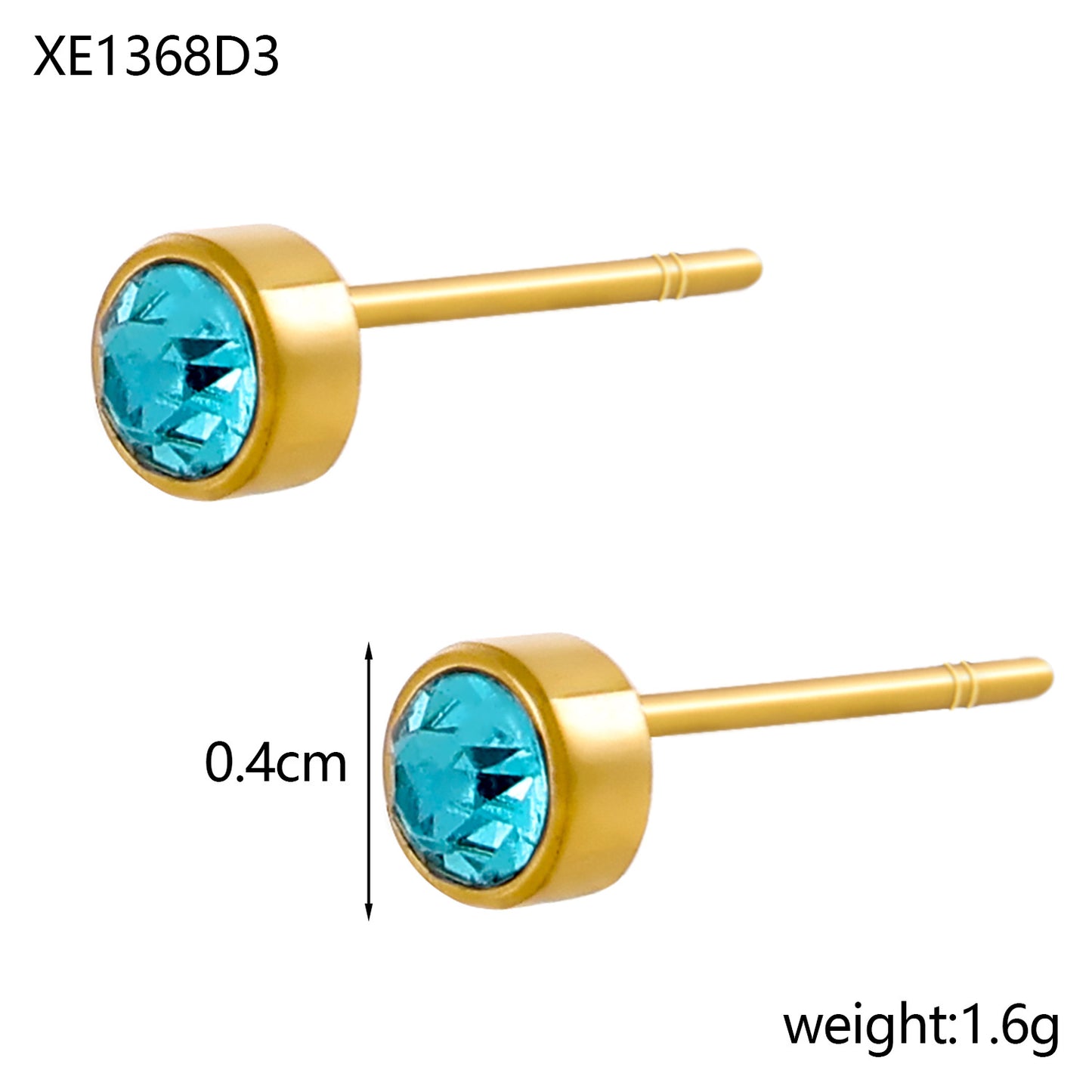 Stainless Steel Gold-plated Birthday Stone Constellation Diamond Bone Nail