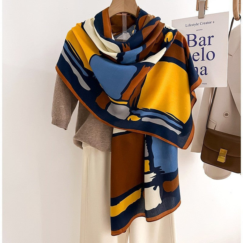 Colour Matching Fashion Scarf Scarf Thin Warm Scarf Talma
