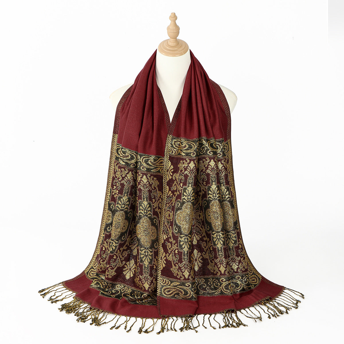 Bohemian-style Cashew-print women Long Scarf With Tassels