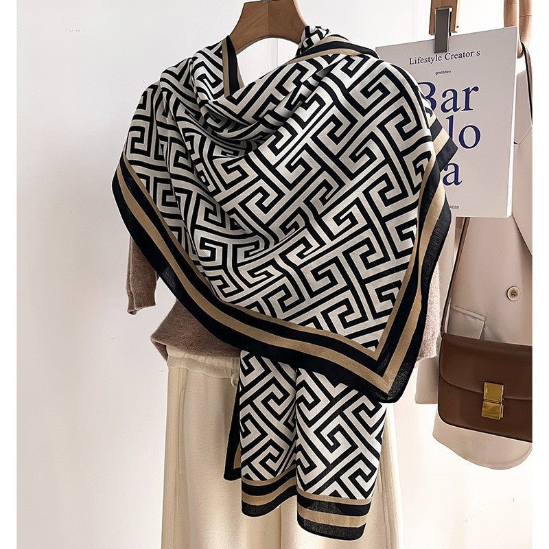Colour Matching Fashion Scarf Scarf Thin Warm Scarf Talma