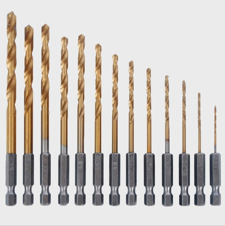 Wind Batch Hex Shank Twist Drill Bit Titanium Plated 6.35 Handle 10PC 13PC Set   High Speed Steel