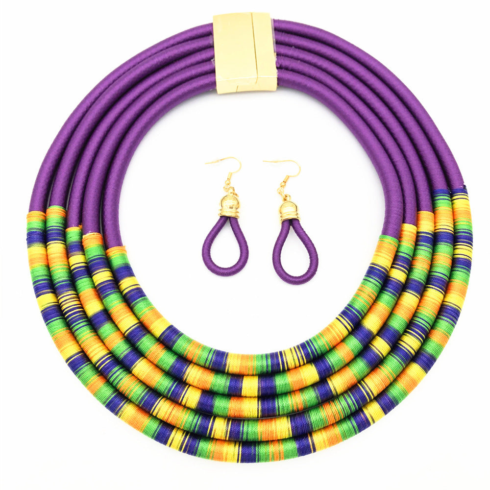 African Multilayer Choker Necklaces Earrings Jewellery Sets