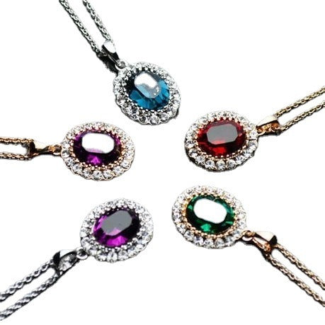 Oval Colour Short Clavicle Necklace For Women