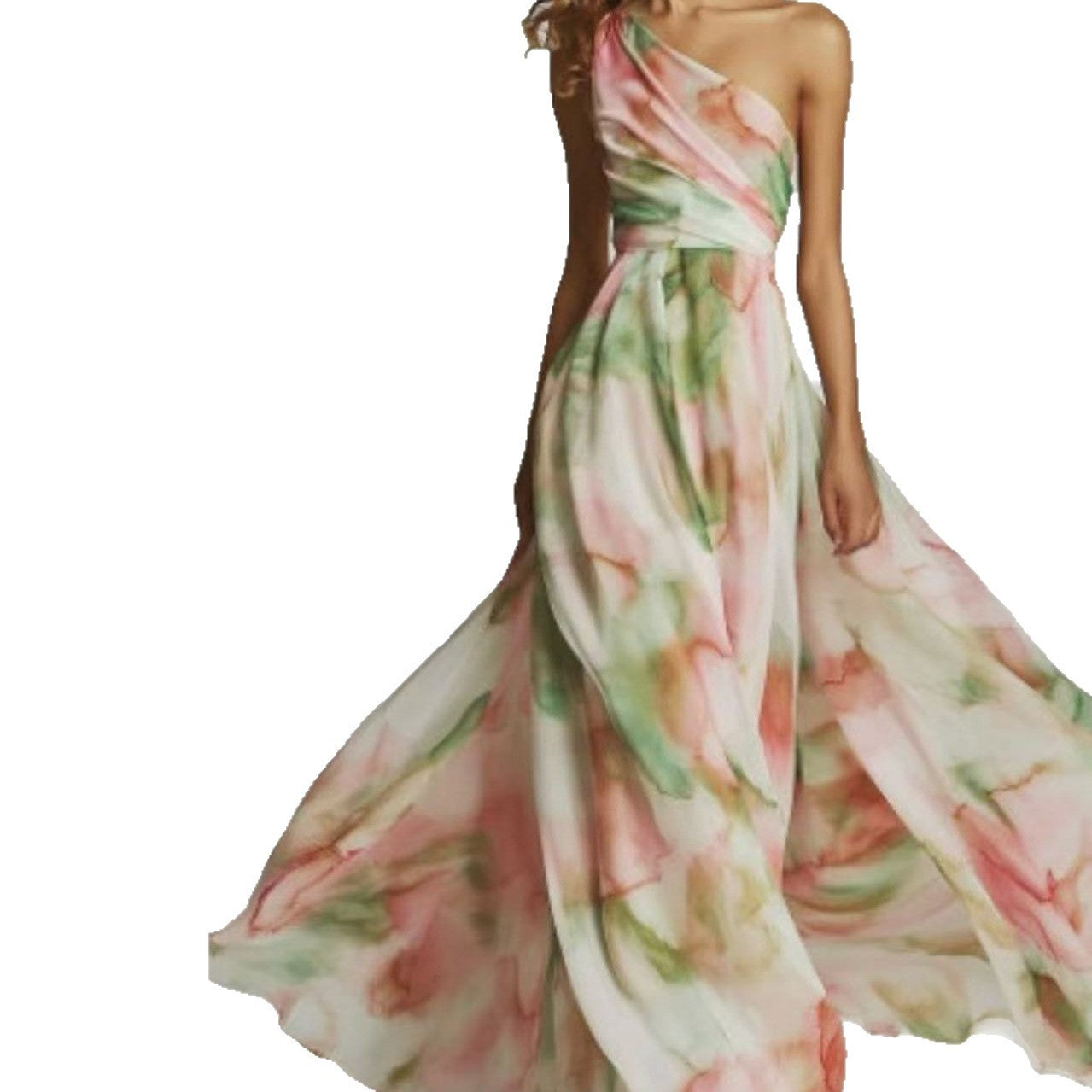 White French Gentle Seaside Holiday Oblique Shoulder Strap Dress