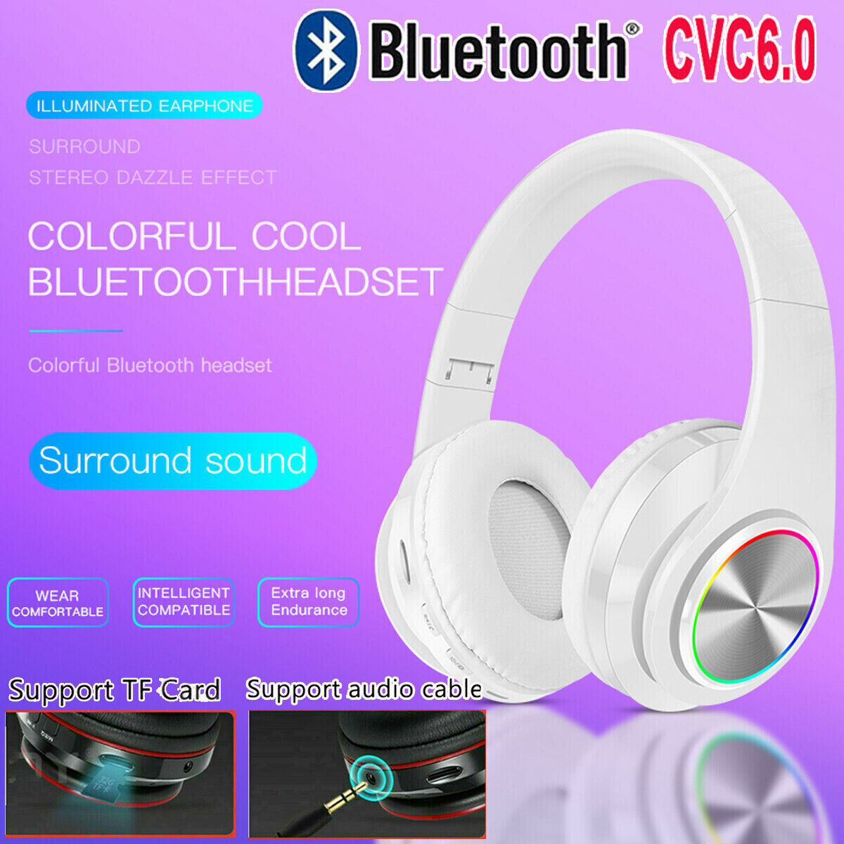 Wireless Bluetooth Headphones Over-Ear Noise Cancelling All Devices