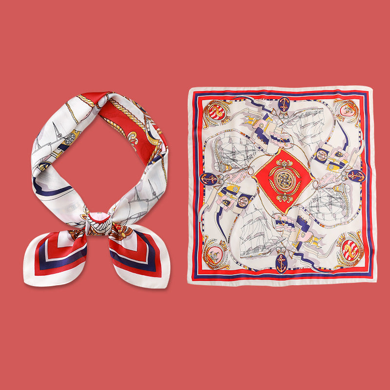 Yellow Small Square Silk Scarf For Women