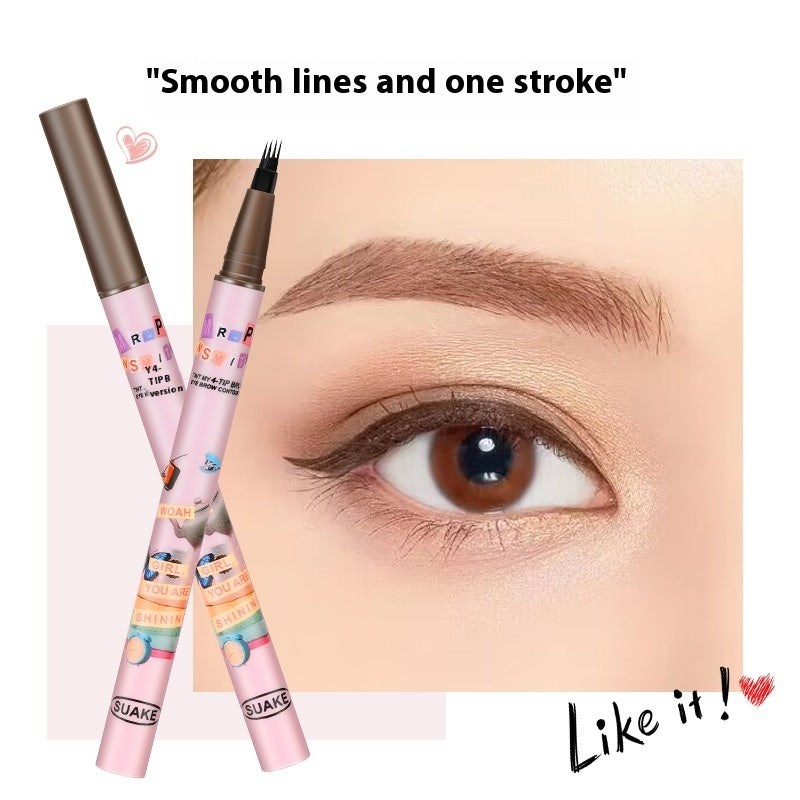 Four-fork Liquid Water Eyebrow Pencil Waterproof Sweat-proof Non-fading