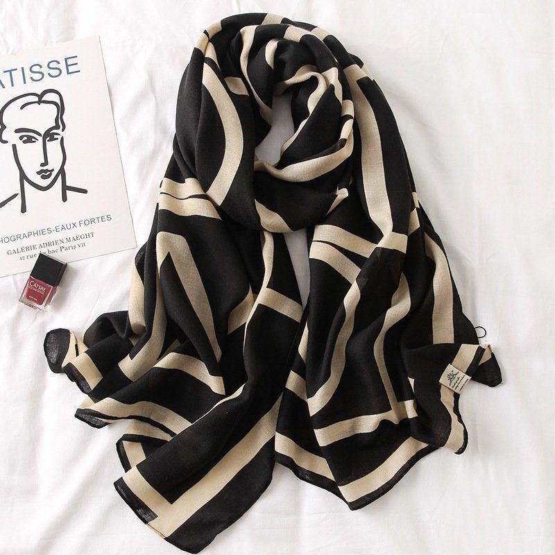 Cotton And Linen Scarf Thin And Silky Shawl Travel Sun-proof Beach Towel For Women