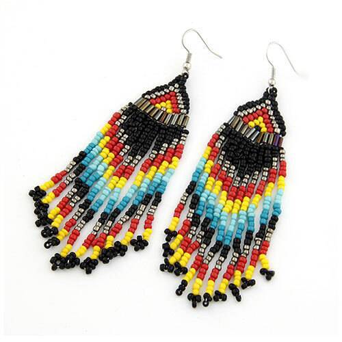Long rice beads tassel earrings women earrings