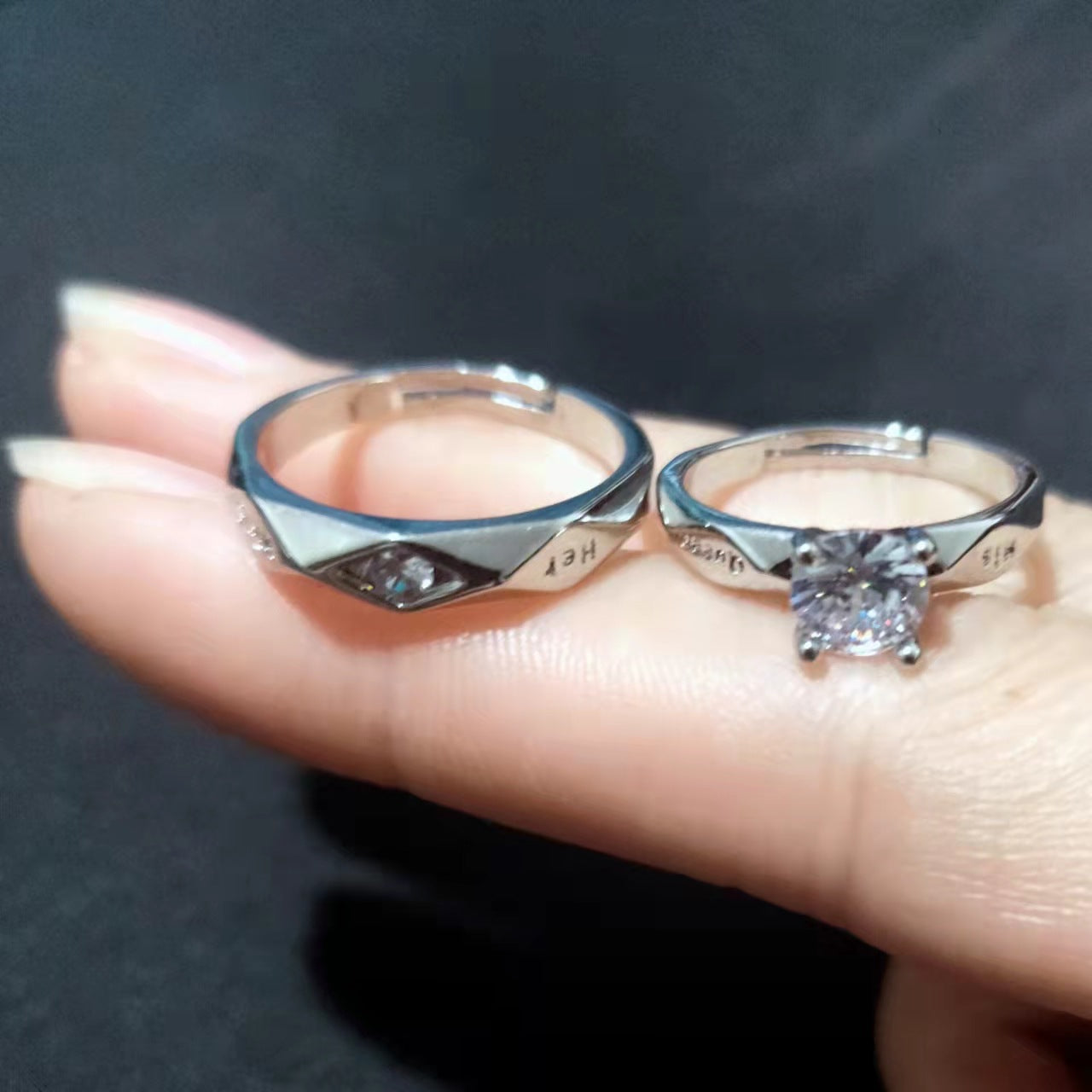 Couple Couple Rings Open Mouth White Gold Plated Men And Women