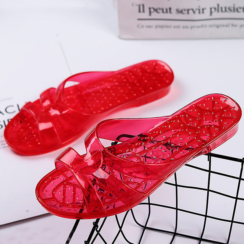 Crystal Glitter Slippers Women's Plastic Transparent Plastic Low Heel