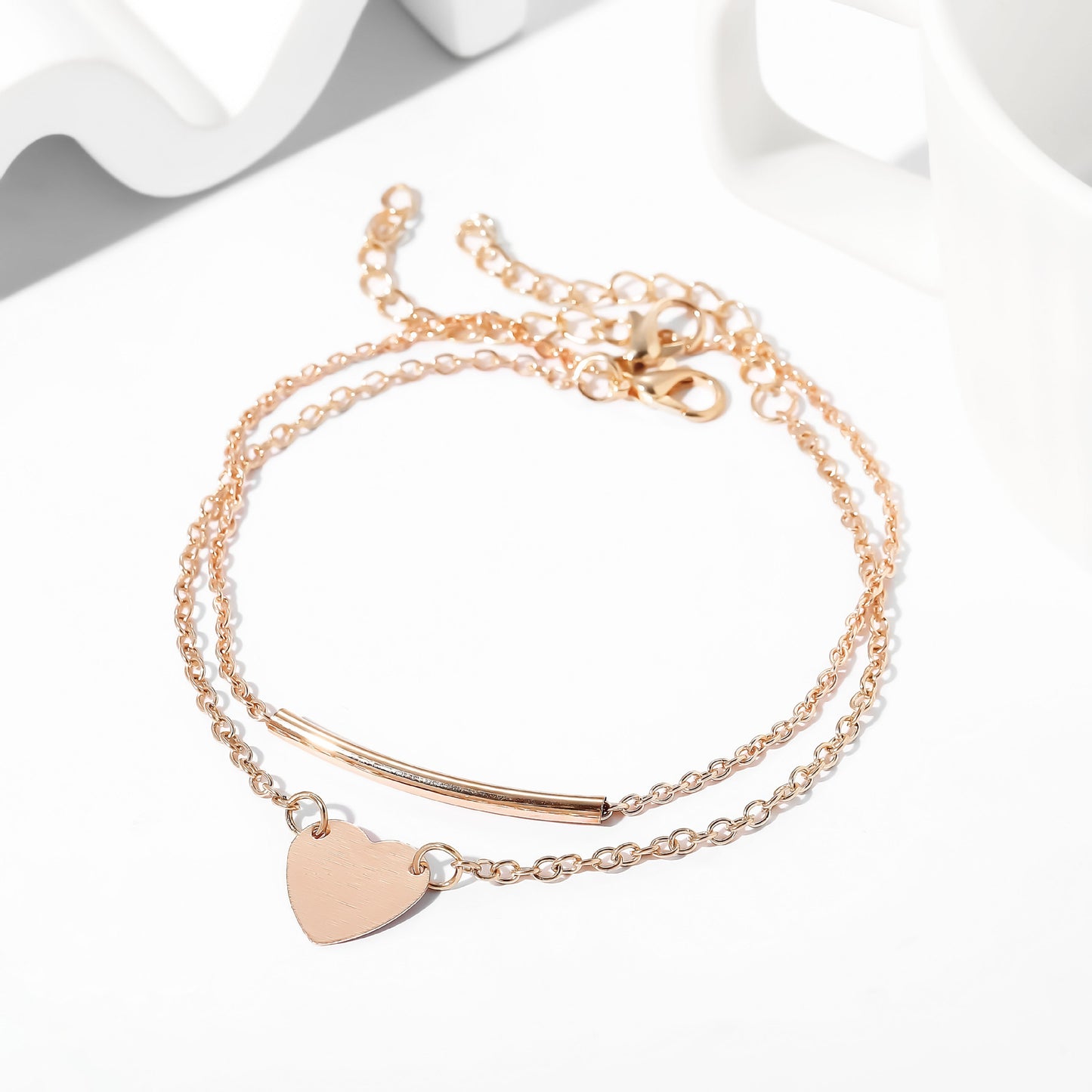 Fashionable Multi-Layer Square Gold Anklet