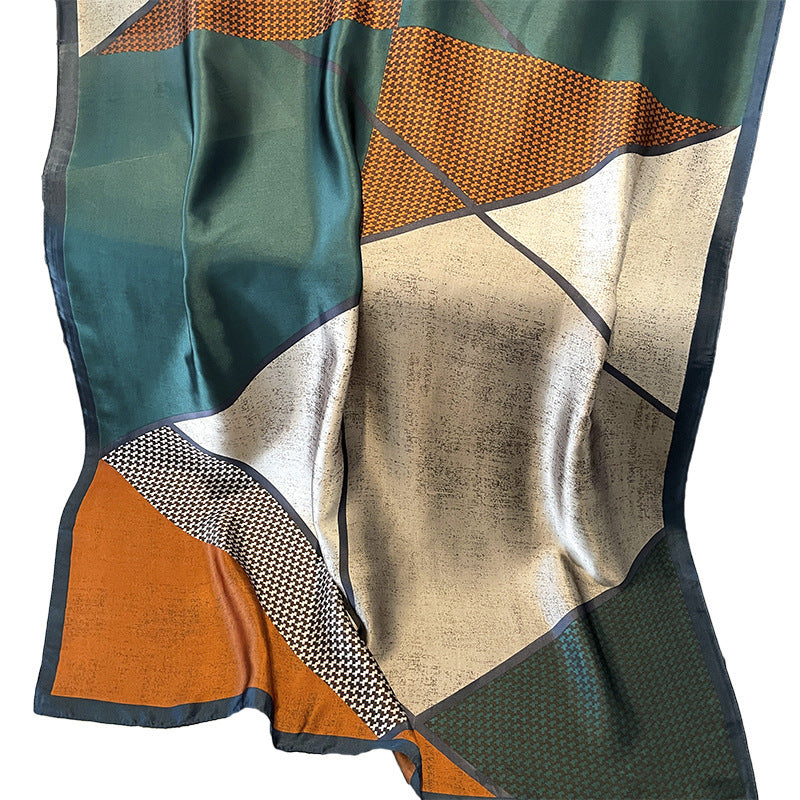 Houndstooth Colour Matching New Silk Satin Scarf