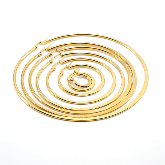 Titanium Steel Flattened Ear Wire Clip Earrings For Women