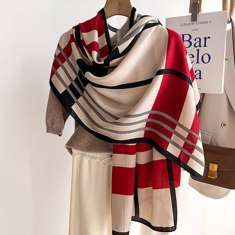Colour Matching Fashion Scarf Scarf Thin Warm Scarf Talma