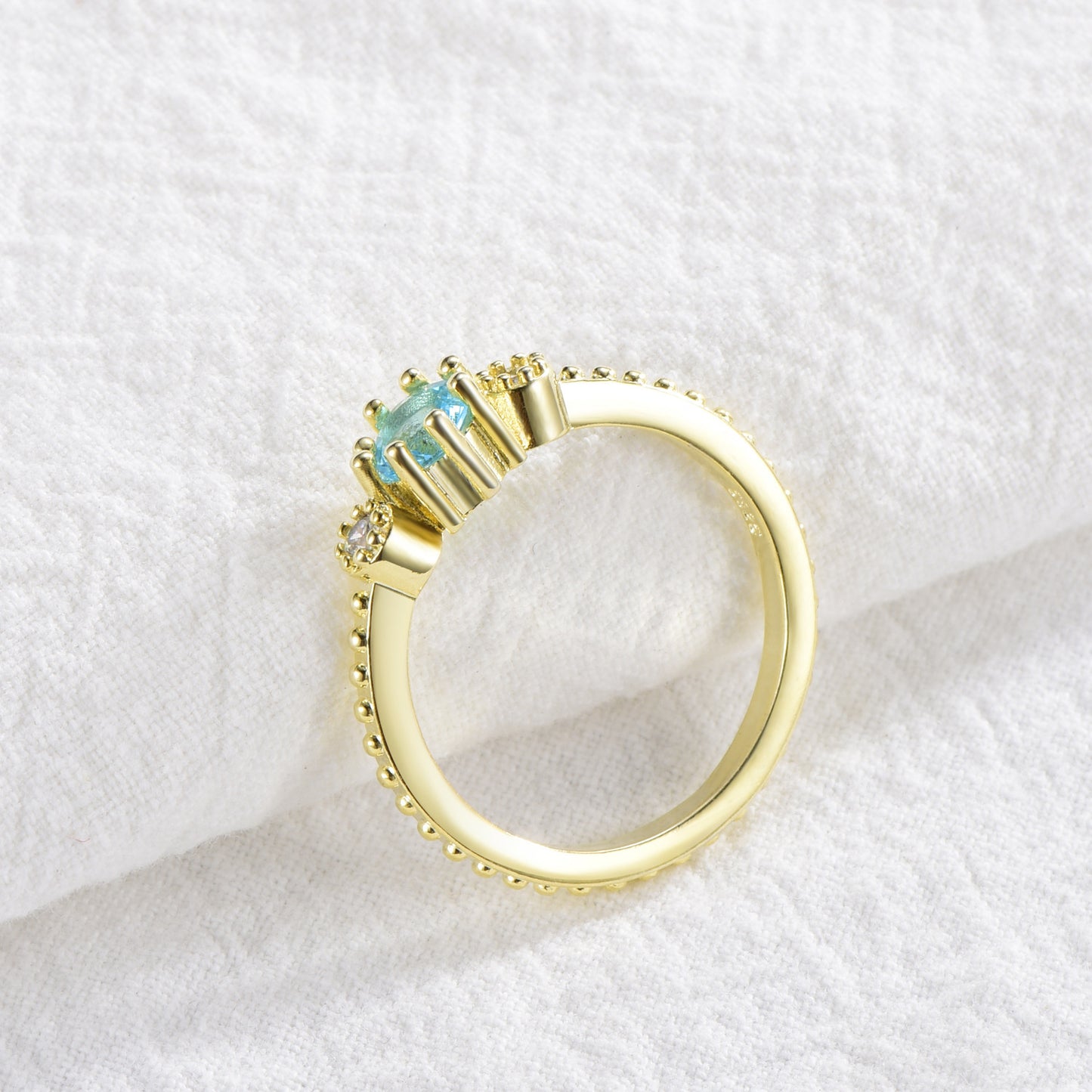 Ocean Blue Rhinestone Rings Women Size 105 Gold Silver Finger Rings for Wedding Engagement Simple Bohemian Rings
