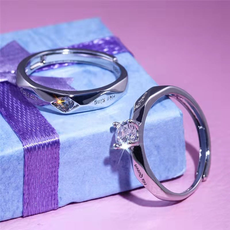 Couple Couple Rings Open Mouth White Gold Plated Men And Women
