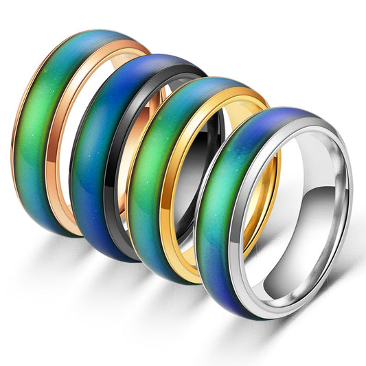 Color Changing Rings Stainless Steel Ring Mood Emotion Feeling Temperature Rings For Women and Men Couples Rings