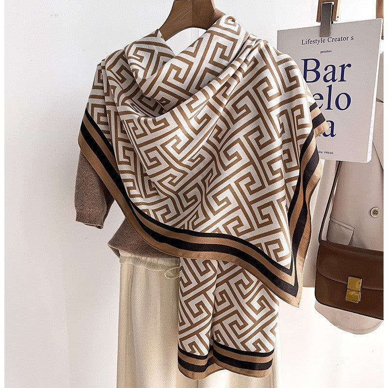 Colour Matching Fashion Scarf Scarf Thin Warm Scarf Talma