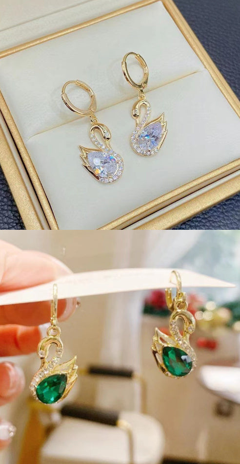 Sweet Rhinestone Swan Earrings Ins Fashion Earrings For Women Jewellery