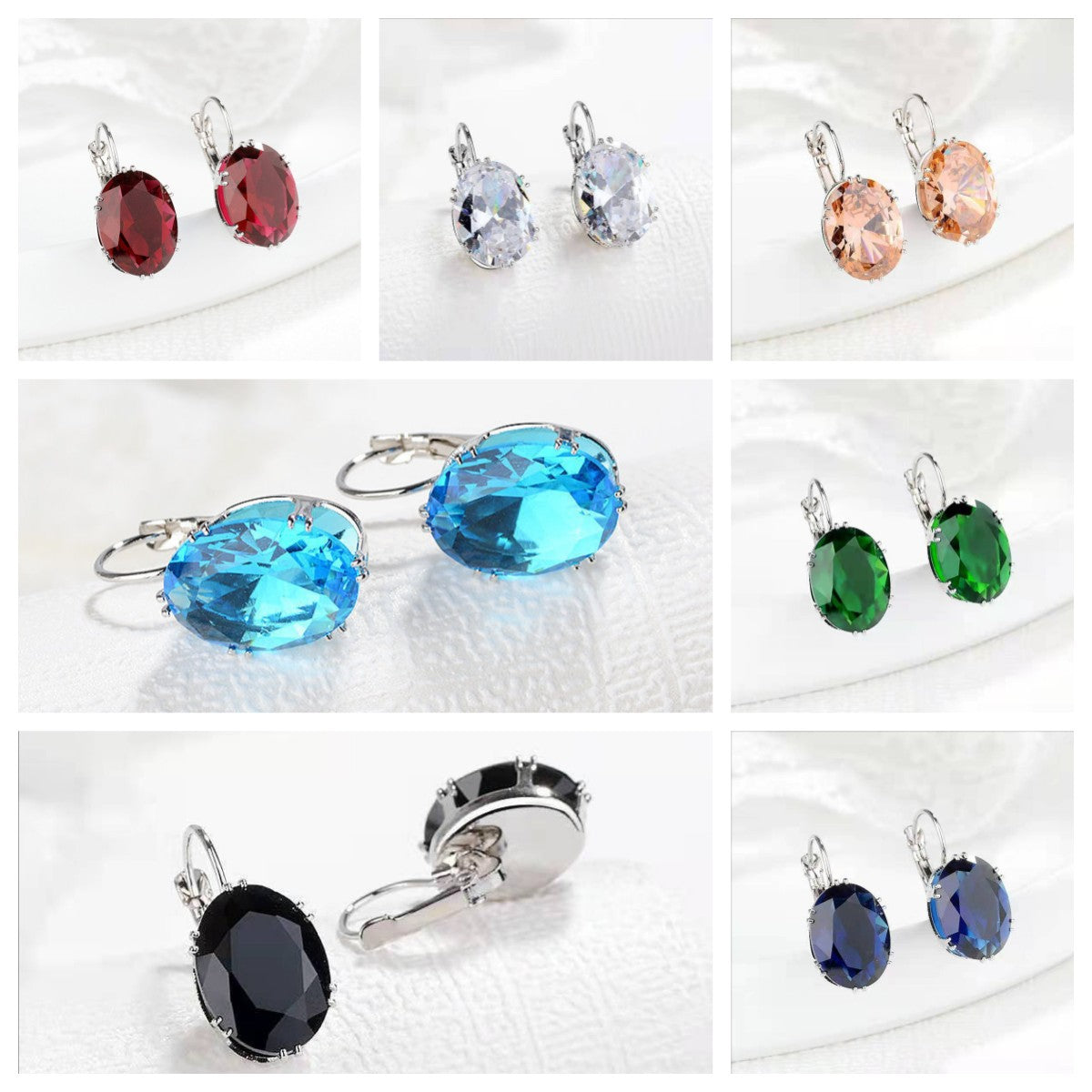 Affordable Luxury Niche Colored Gemstone Stud Earrings