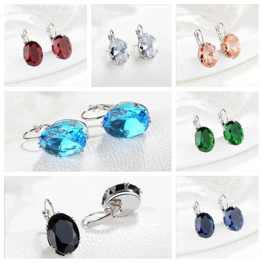 Affordable Luxury Niche Colored Gemstone Stud Earrings