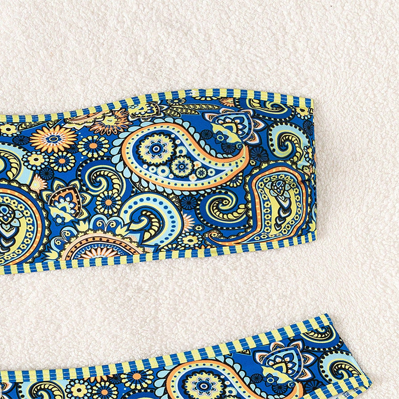 European And American Printed Tube Top Split Beach Swimming