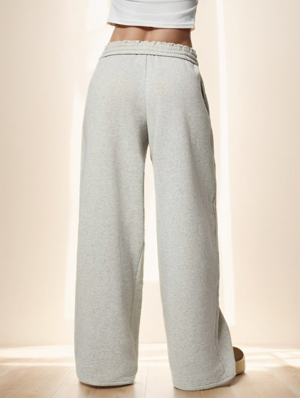 Forever 21 Autumn Winter New Thermal Lined Thick Casual Versatile High Waist Elastic Waist Loose Wide Leg  Sweatpants