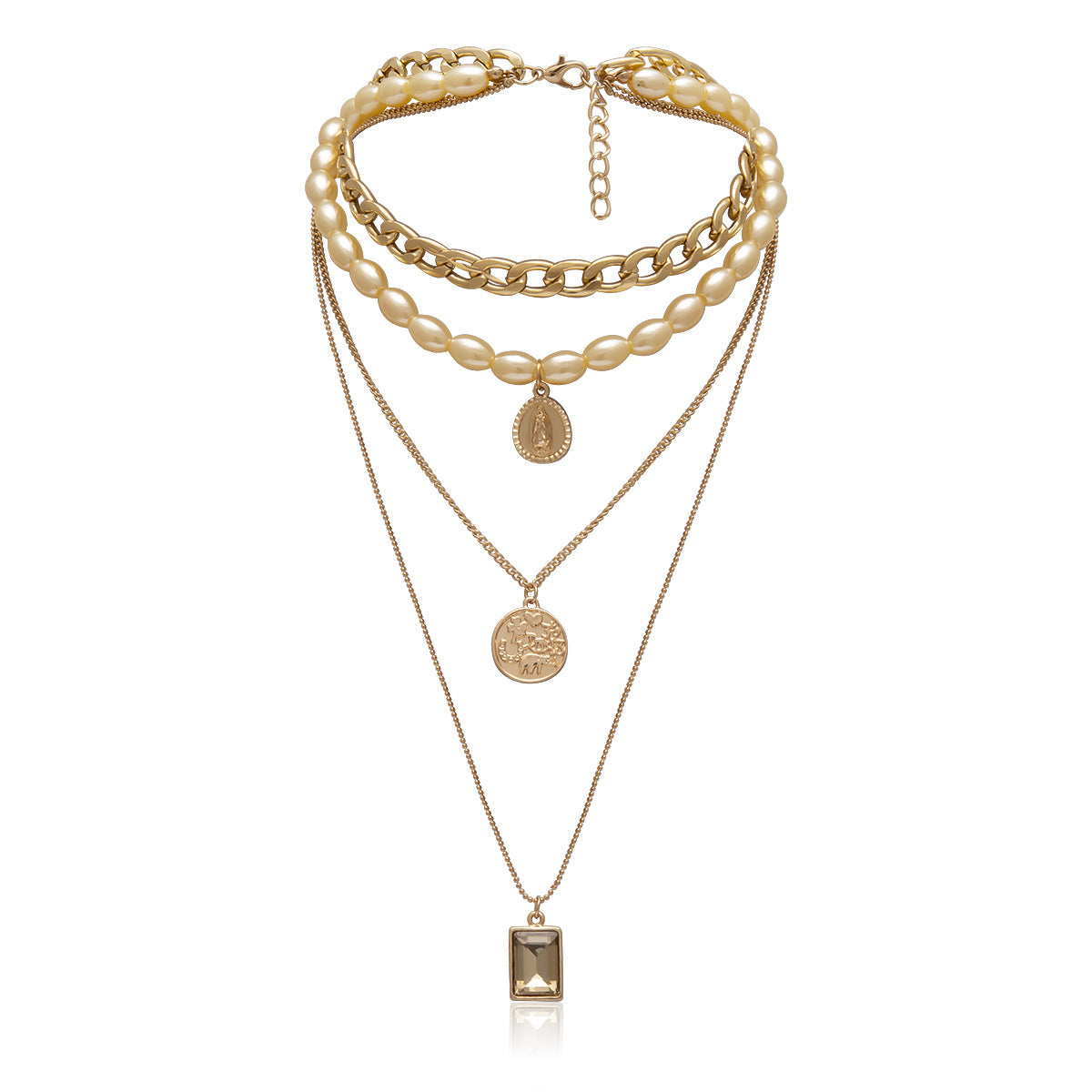 Retro Portrait Jewellery Necklace Women Sweater Chain
