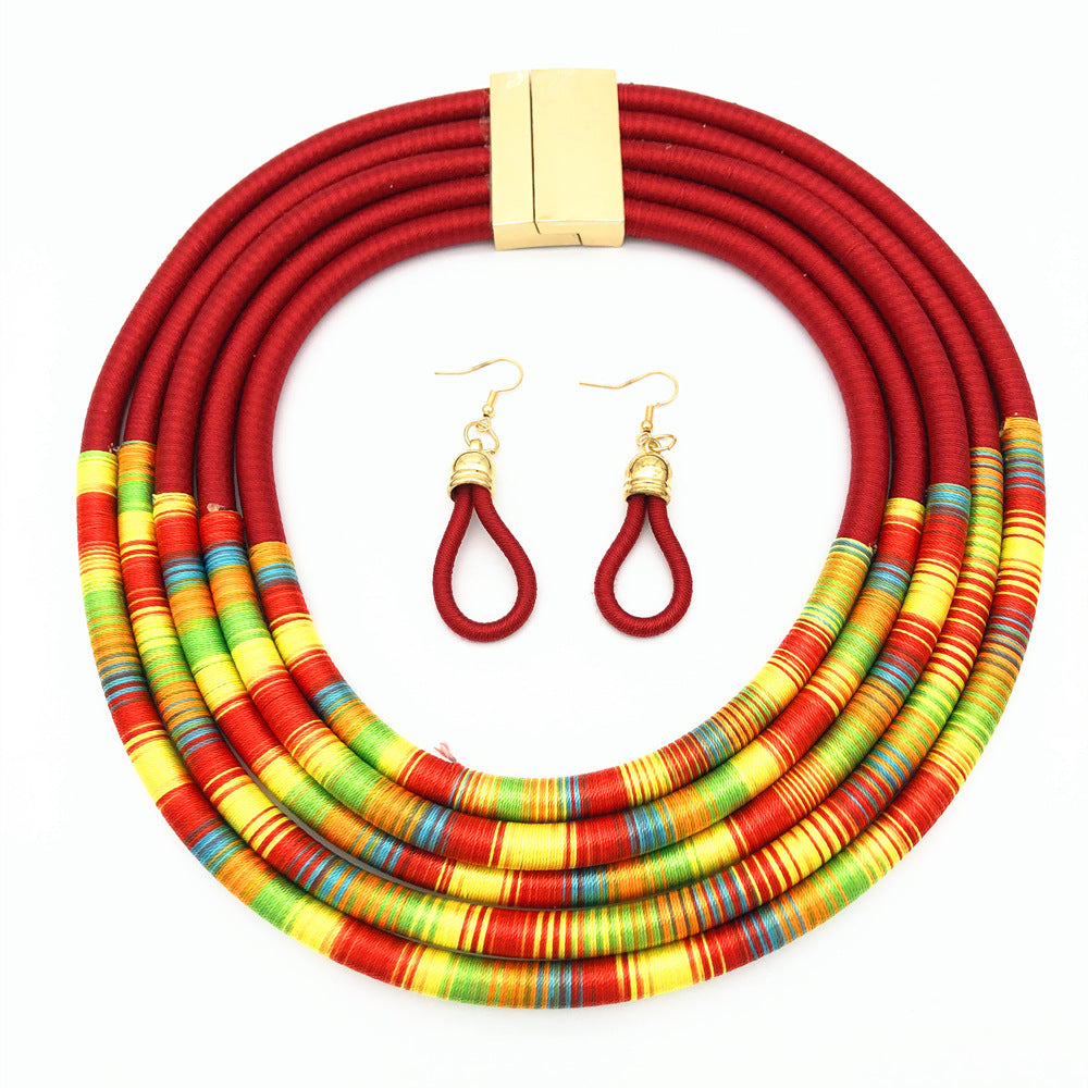 African Multilayer Choker Necklaces Earrings Jewellery Sets