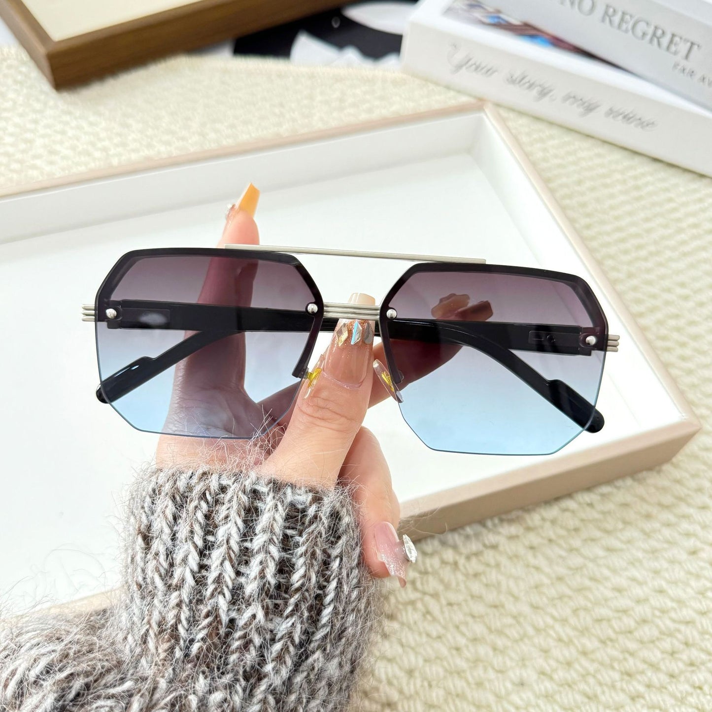 Fashion  Women Couple Glasses Frameless