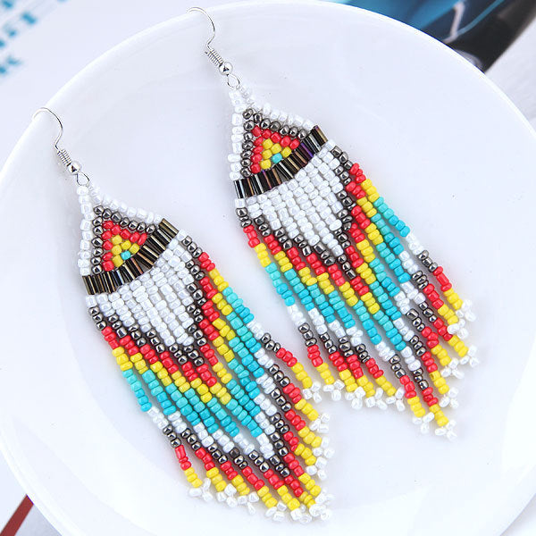 Long rice beads tassel earrings women earrings