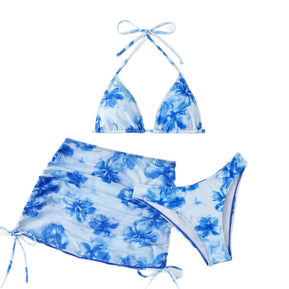 Womens Two-Piece Bikini Beach Vacation Swimsuit Three-Piece Swimwear Set